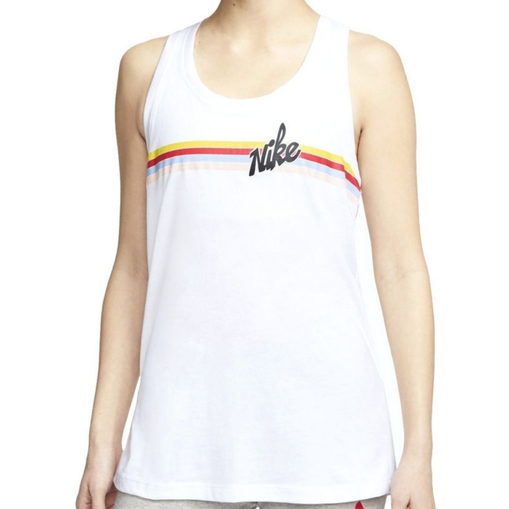❤ Nike Scoop Neck Sleeveless White Tank Top